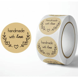 500pcs Handmade with Love Vintage Kraft Paper Stickers Labels Scrapbook Gift (Online Order Only)