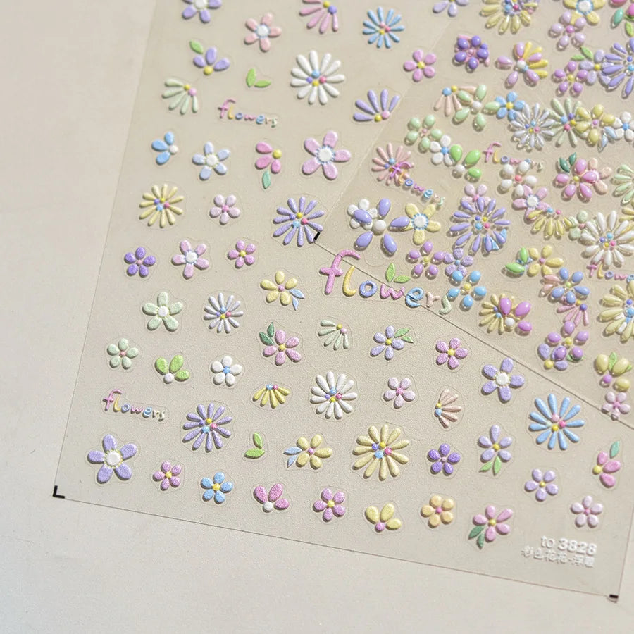 5D Flower Nail Art Stickers Kawaii Macaron Decals DIY Adhesive (Online Order Only)