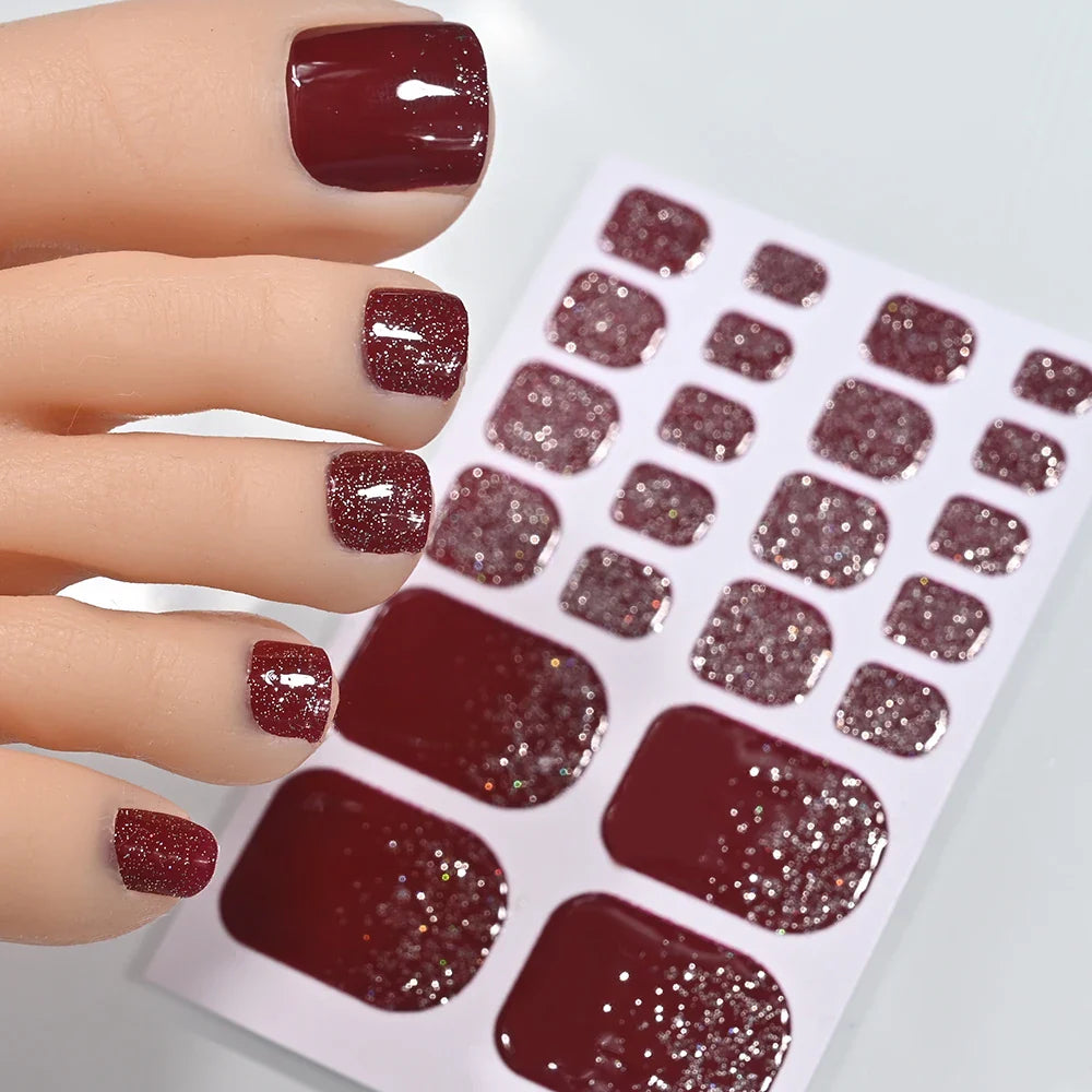 110Tips 3D Full Cover Gradient Toenail Stickers Multi Color Self Adhesive Slider No Need UV Lamp Cured Press On Toe Nail Decals* (ONLINE ORDER ONLY)