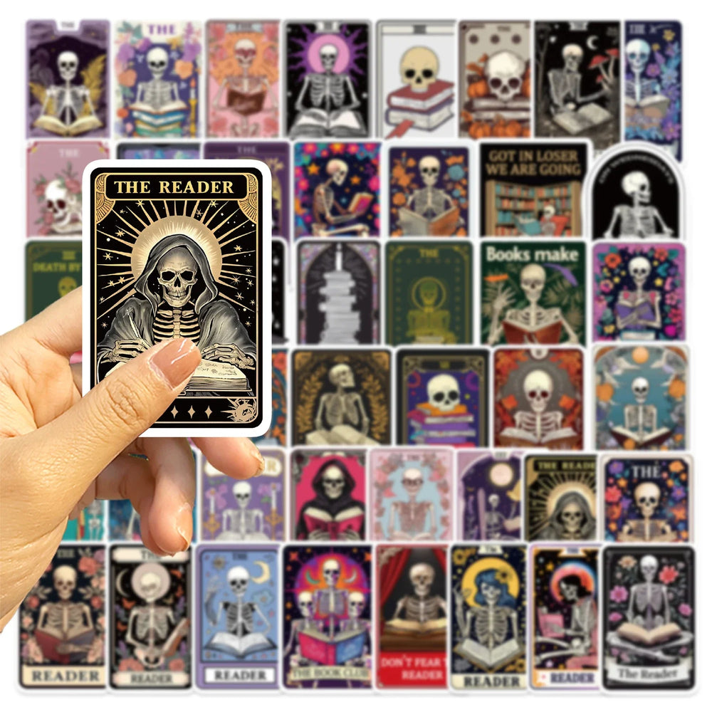 50PCS Creative The Reader Dusty Tarot Card Stickers Phone Cases Laptop DIY Personalized Waterproof Stickers Decorative (ONLINE ORDER ONLY)