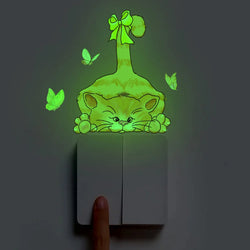 Glow In The Dark Kitty Butterfly Wall Decals Kids Room Decor (ONLINE ORDER ONLY)
