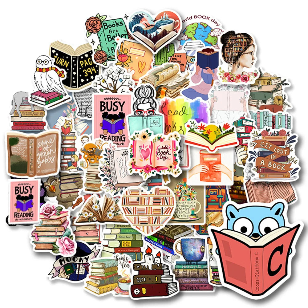 Cartoon Stickers Pack: Books, Laptop, Luggage, Skateboard, DIY Decals for Kids (ONLINE ORDER ONLY)