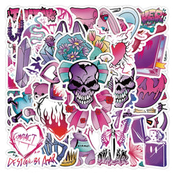 10/30/60pcs Magic Gothic Skull Cool Stickers Decals Laptop Luggage Phone Suitcase Notebook Guitar Waterproof Sticker Kids Toys (ONLINE ORDER ONLY)