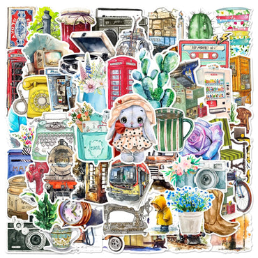 10/50pcs Retro Art Vsco Girl Graffiti Stickers Aesthetic Decoration Decals Toy DIY Laptop Fridge Luggage Phone Vintage Sticker (ONLINE ORDER ONLY)