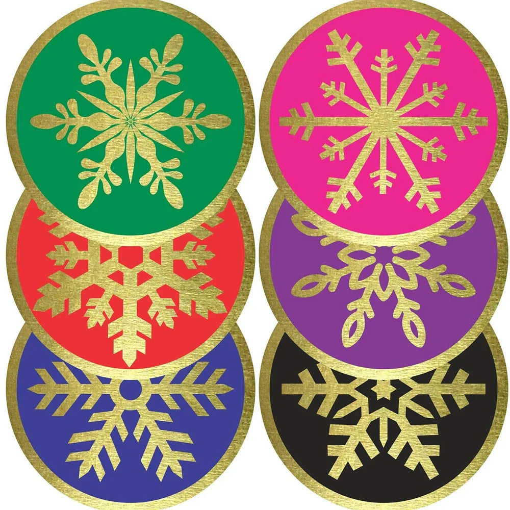 100-500PCS Christmas Snowflake Sticker DIY Baking Sticker Round Adhesive Scrapbooking Christmas stickers (ONLINE ORDER ONLY)