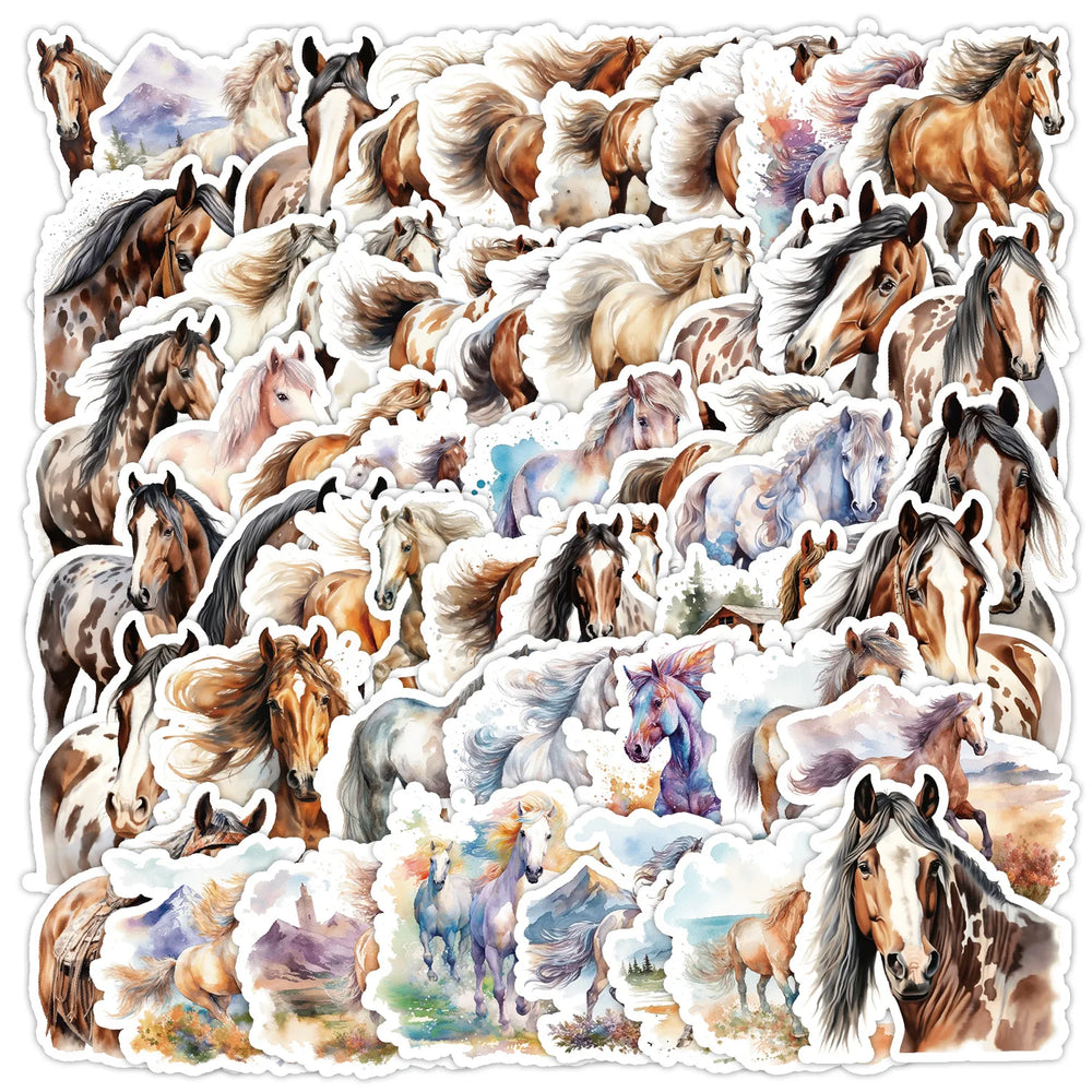 10/50pcs Cartoon Animal Horse Equestrianism Graffiti Stickers Decals Scrapbooking Phone Laptop Luggage Skateboard Sticker Toy (Online Order Only)