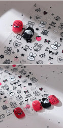 Dog Rabbit Line Bunny Footprint Bowknot Heart Cake Strawberry Flowers Bone Graffiti Adhesive Nail Art Stickers Manicure Decals (ONLINE ORDER ONLY)