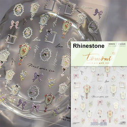 Retro Rose Gold Silver Totem Picture Photo Frame Flower 5D Self Adhesive Nail Art Stickers 5D Shiny Rhinestone Manicure Decals (ONLINE ORDER ONLY)