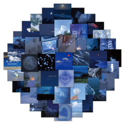 10/30/60PCS Healing Blue Stickers Aesthetic Decals Decoration DIY Skateboard Phone Laptop Scrapbook Guitar Bike Car Sticker Toys (ONLINE ORDER ONLY)