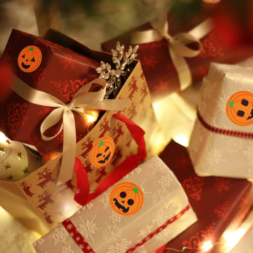 100-500pcs Halloween Skeleton Round Sticker Envelope Sealing Labels Candy Bag Sticker Halloween Decoration Decor Pumpkin (Online Order Only)