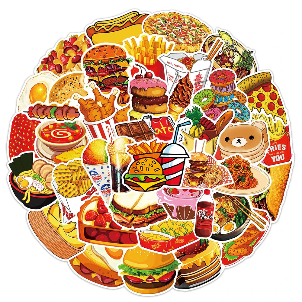 10/30/50pcs Delicious Food and Drink Sticker Packs (Online Order Only)