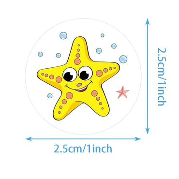 100-500pcs Marine Animals Reward Sticker 8 Designs Cartoon Stickers For Kids Gift Decoration Label Toys Stationery Sticker (Online Order Only)