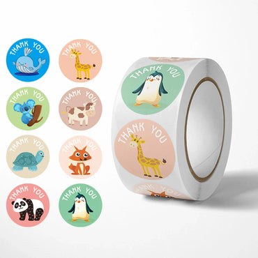 100-500pcs Cute Cartoon Animal Sticker Thank You Stickers for Gift Party Birthday Package Wrapping Baking Label (ONLINE ORDER ONLY)