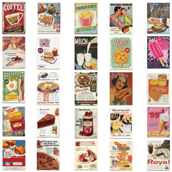 50pcs Retro Cartoon Food Stickers For Laptop Water Bottle Luggage Notebook DIY Waterproof Graffiti Vinyl Decals (ONLINE ORDER ONLY)
