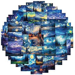 Van Gogh Oil Painting Stickers: 10/30/50pcs Aesthetic Decals for Notebook, Phone, Bike, Skateboard, Suitcase, Car, Toys (Online Order Only)