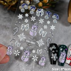 Cute Deer Christmas Nail Stickers 5D Embossed Elk Star Gingerbread Man Snowflake Santa Claus Holly DIY Winter Engraved Manicure* (ONLINE ORDER ONLY)