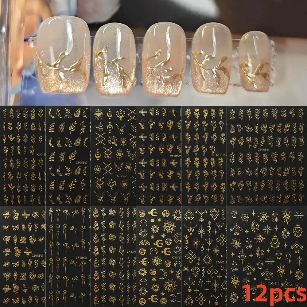 12 Sheets Valentines Nail Stickers Red Heart Nail Art Sticker Decal Solid Hollow Heart 3D Self-Adhesive Design Nail Art Supplies (ONLINE ORDER ONLY)