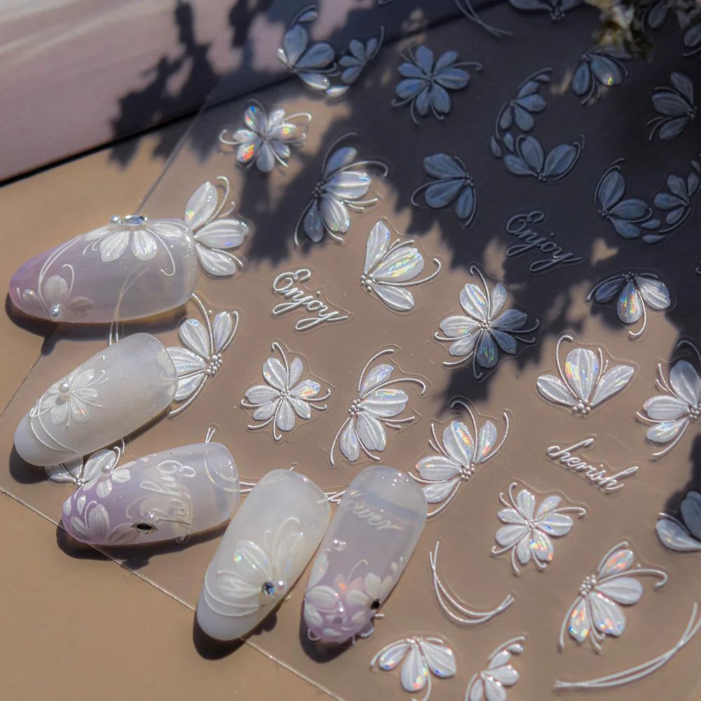 Shiny Cherokee Rose Golden Cherry Blossom Cherish Enjoy Flower Line Petal Delicate Self Adhesive Nail Art Sticker Manicure Decal (ONLINE ORDER ONLY)