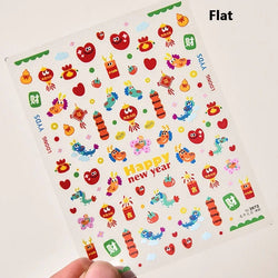 Retro Love Heart White Lace flower Bowknot Tie Pink Bear Flower Strawberry Adhesive Nail Art Stickers Rhinestone Manicure Decals (ONLINE ORDER ONLY)