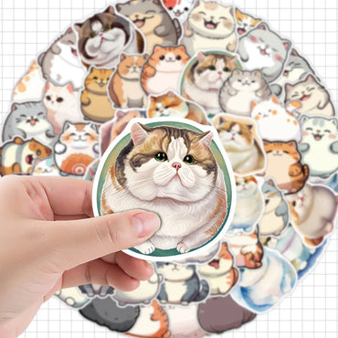 10/30/50pcs Kawaii Cat Cartoon Waterproof Stickers Cute Laptop Travel Luggage Phone Case Graffiti Sticker for Kids Classic Toys (Online Order Only)
