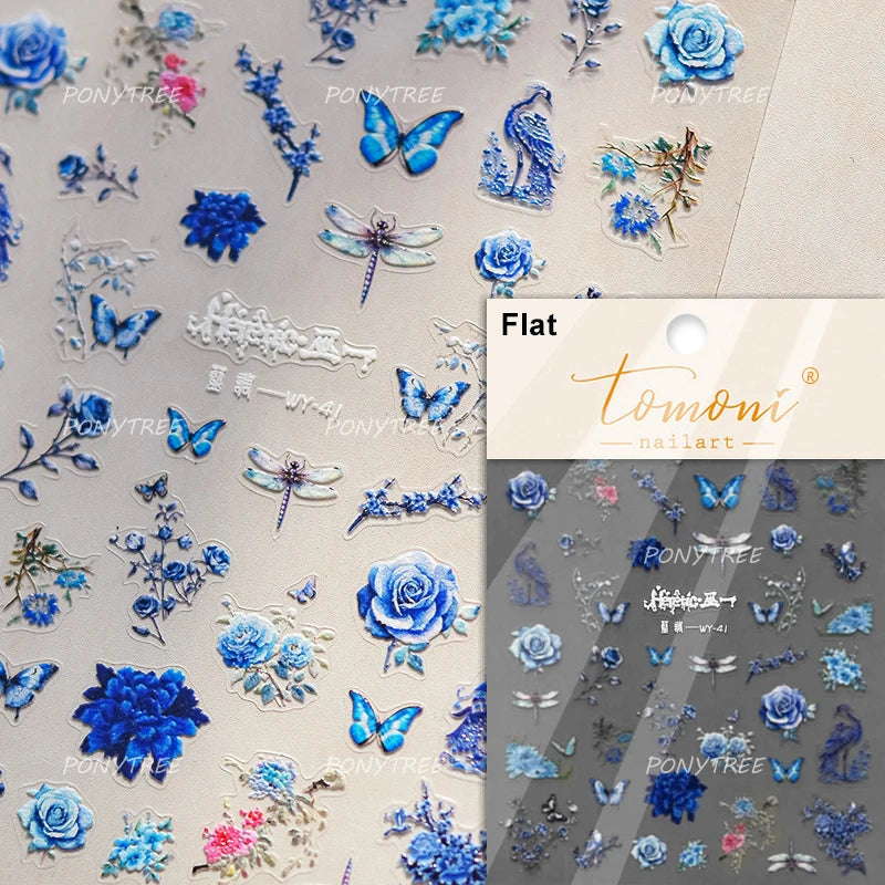 Chic Beautiful White Butterfly Shiny Lace Star Adhesive Nail Art Stickers Animals Charm Snowflake Manicure Decals Nail Supplies (Online Order Only)