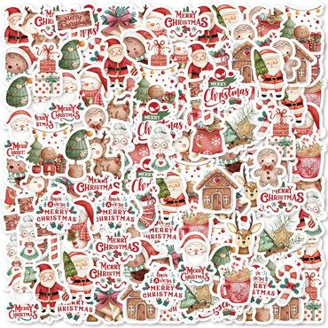 46pcs Santa, Elk, Gift Christmas Themed Graffiti Stickers Decorated Notebook Water Cup Suitcase Guitar Classic Toy Decals (Online Order Only)