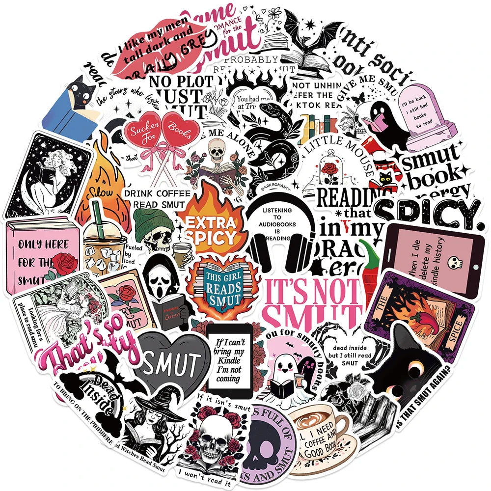 Smut Bookish Graffiti Stickers 10/30/50PCS Funny Decals for Notebook Phone Skateboard Water Bottle (Online Order Only)