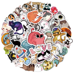 Cartoon Cat Stickers 10/30/50pcs Waterproof PVC Decals for Laptop, Phone, Guitar, Bike, Scrapbook (ONLINE ORDER ONLY)