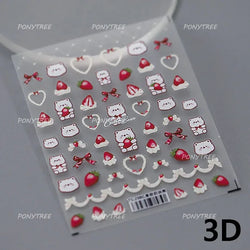 Cute White Rabbit Bunny Strawberry Flower Pudding Star Bowknot Fruit Delicate Adhesive Nail Art Sticker Charming Manicure Decal (Online Order Only)