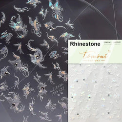 Charming Blue Sparrow Feather Rhinestone Wings Peacock Sparrow Dreamy Jelly Stars Self Adhesive Nail Art Stickers Manicure Decal (ONLINE ORDER ONLY)