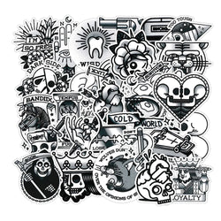 10/30PCS Black White Retro Sticker Set for Phone Laptop Luggage Skateboard Decals Gift (ONLINE ORDER ONLY)