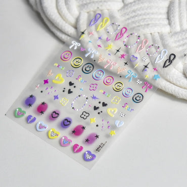 1PCS 5D Exquisite Smiling Face Nail Stickers Embossed Japanese Kawaii Macaron Nail Art Self-Adhesive Decorations Accessories DIY (Online Order Only)