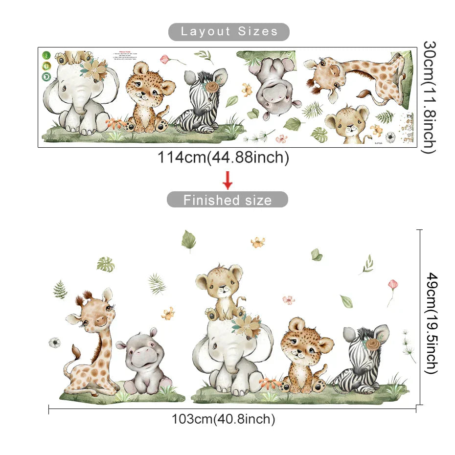 Elephant Giraffe Height Ruler Wall Stickers for Kids Room Nursery Decor (ONLINE ORDER ONLY)