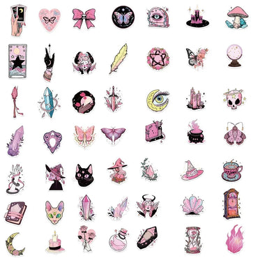 10/30/50PCS Kawaii Pink Witch PVC Sticker Aesthetic Decoration Scrapbooking Colorful Korean Stationery School Supplies for Kids (ONLINE ORDER ONLY)