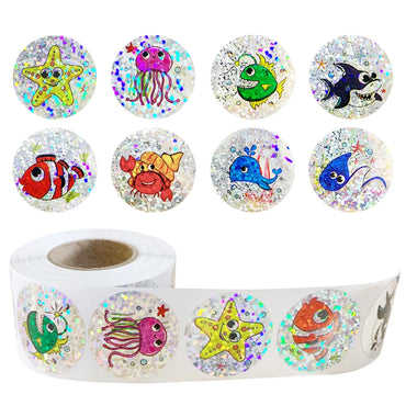 100-500pcs Holographic Rainbow Label Cartoon Marine Animal Stickers Children DIY Handmade Scrapbooking Stationery Sticker (ONLINE ORDER ONLY)
