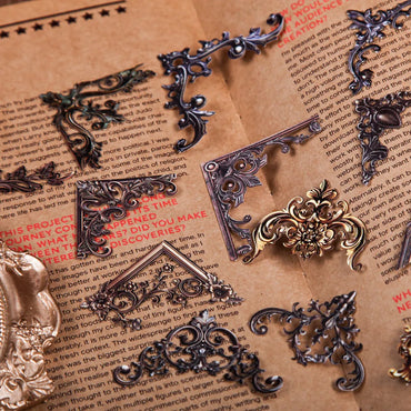 24pcs/pack Vintage Corner Stickers Retro Hollowed Out Photo Frames Stickers Collage Junk Journal Scrapbooking Material (ONLINE ORDER ONLY)