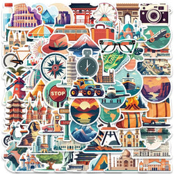 10/65pcs World Famous Building Graffiti Stickers Travel Decals DIY Motorcycle Luggage Guitar Skateboard Classic Toy Sticker (Online Order Only)