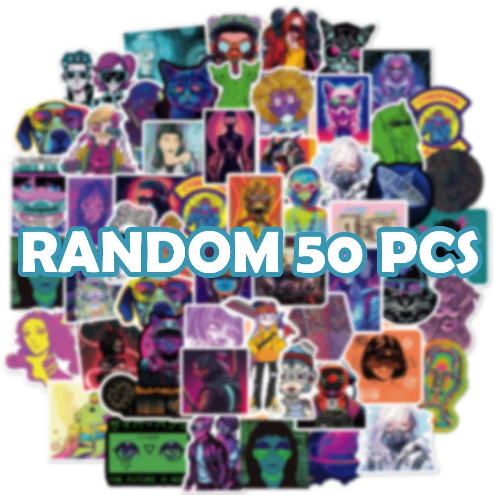 10/50/75 PCS Cyberpunk Graffiti Stickers Packs One Pieces Cartoon Stickers for Laptop Suitcase Skateboard Guitar Anime Stickers (ONLINE ORDER ONLY)