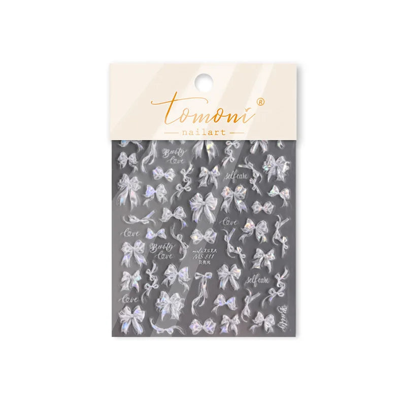 Dreamy Shiny Bowknot Ribbon Lace Delicate Tie Charming 5D Nail Art Decoration Sticker Self Adhesive Manicure Decal DIY Wholesale (ONLINE ORDER ONLY)