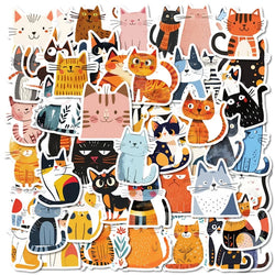10/30/50PCS Cartoon Japanese Cat PVC Sticky Sticker Aesthetic Stationery DIY Decoration Scrapbooking School Supplies for Kids (ONLINE ORDER ONLY)