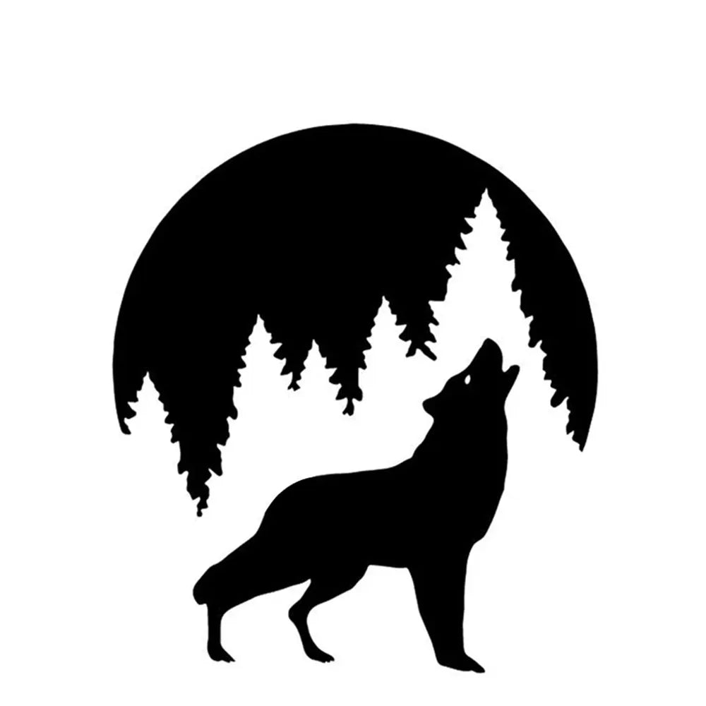 Decor Motorcycle Decals Wolf In The Moonlight Decorative Accessories Creative Sunscreen Waterproof PVC Car Stickers (ONLINE ORDER ONLY)