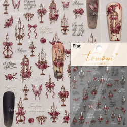 Blue Purple Tulip Flower Butterfly Garden Blossom Floral Charming Delicate 5D Relief Adhesive Nail Art Stickers Manicure Decals (ONLINE ORDER ONLY)