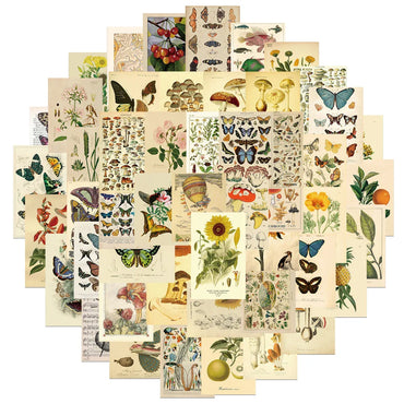 10/30/50pcs Retro Butterfly Plants Flower Graffiti Stickers Vintage Laptop Phone Luggage Motorcycle Car Aesthetic Sticker Decals (ONLINE ORDER ONLY)