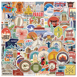 Vintage Travel City Landscape Stickers - 10/30/50/100PCS Graffiti Decals for Laptop, Scrapbook, Phone, Diary (ONLINE ORDER ONLY)