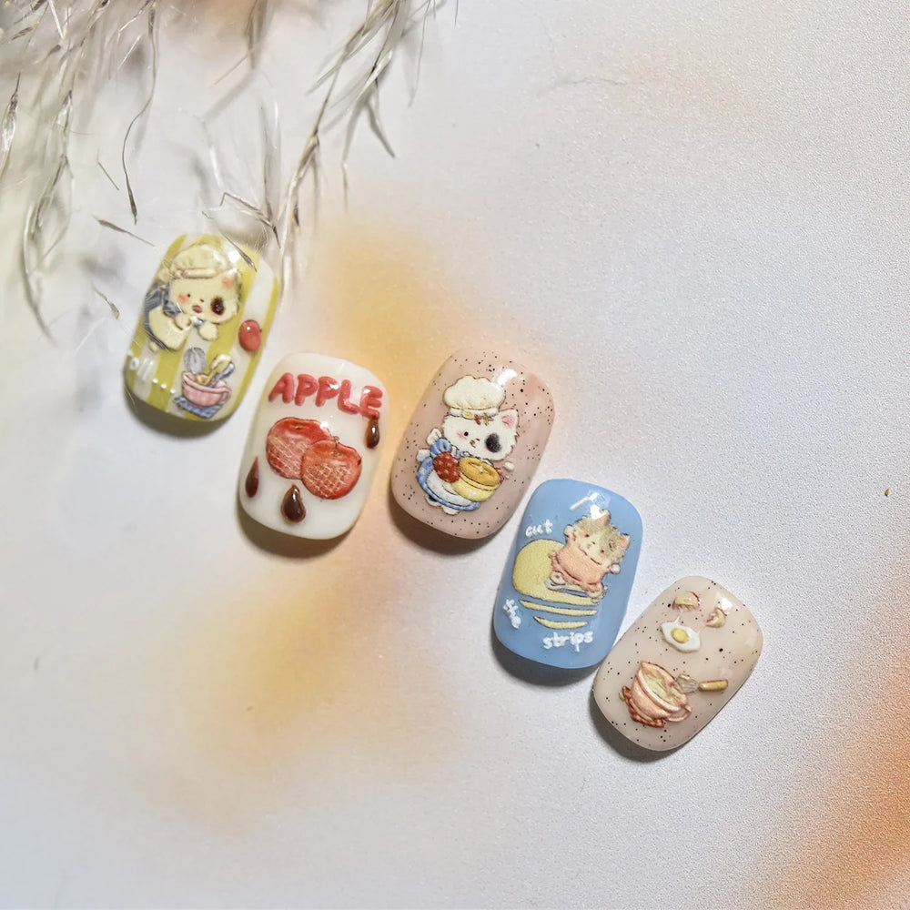 Sweater Glovesvacuum Cup Milk Fallen Leaves Kitten Adhesive Nail Art Stickers Warm Suitpinecone Kitchenware Cat Manicure Decals (ONLINE ORDER ONLY)