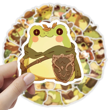 10/30/50PCS Kawaii Frog Cartoon Stickers Retro Style Sticker Cute Animal Meme DIY Luggage Laptop Phone Guitar Bike Skateboard (Online Order Only)