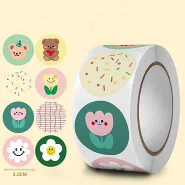 100-500pcs Cute Cartoon Stickers 1inch Reward Sticker Round Rainbow Seal Labels for Handmade Gift Packing Decor Kids (Online Order Only)