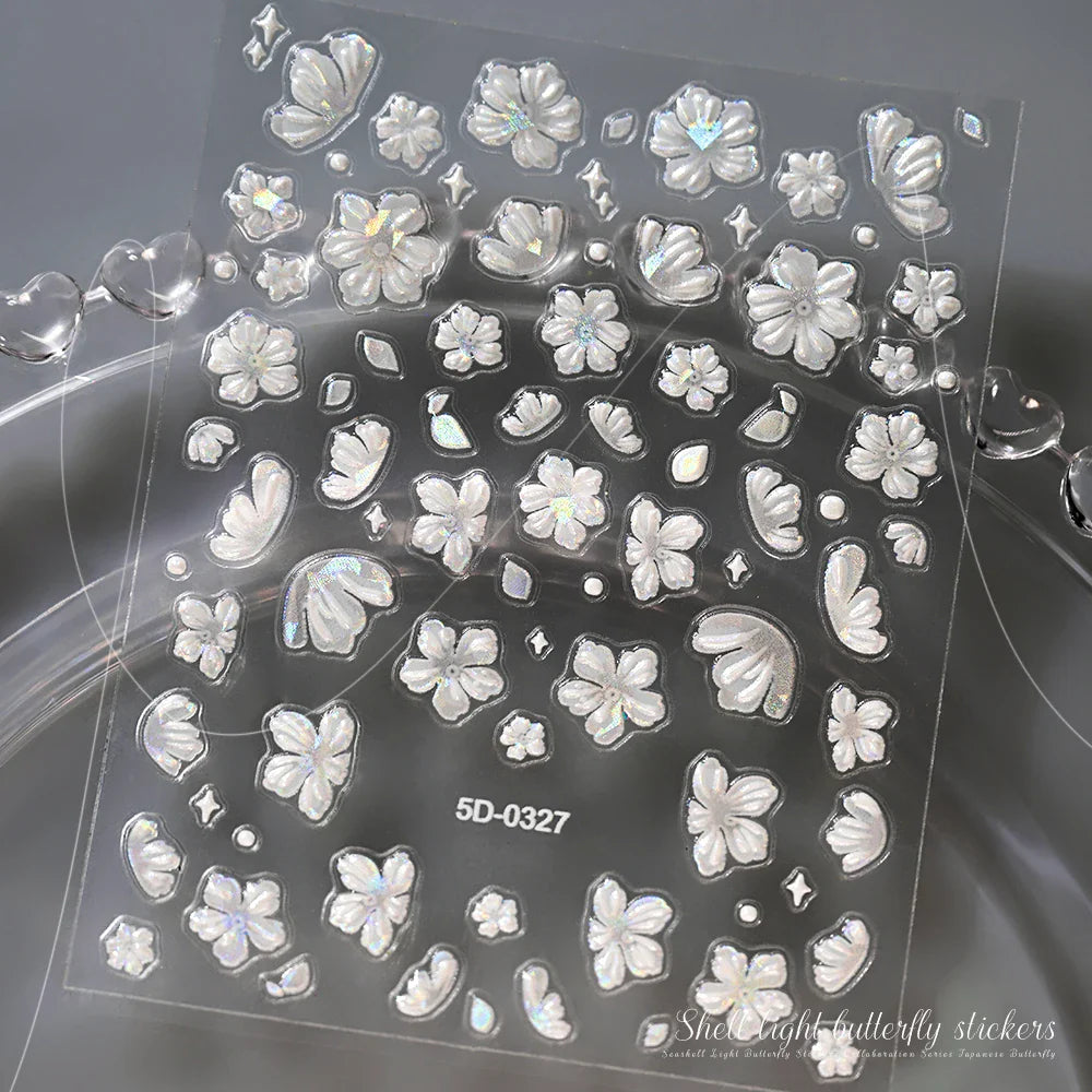 1pc Aurora Butterfly Nail Stickers Pink Butterfly Shell Light Beam Angel Wings Sliders Fairy Light & Lively Translucent Nail Dec (ONLINE ORDER ONLY)