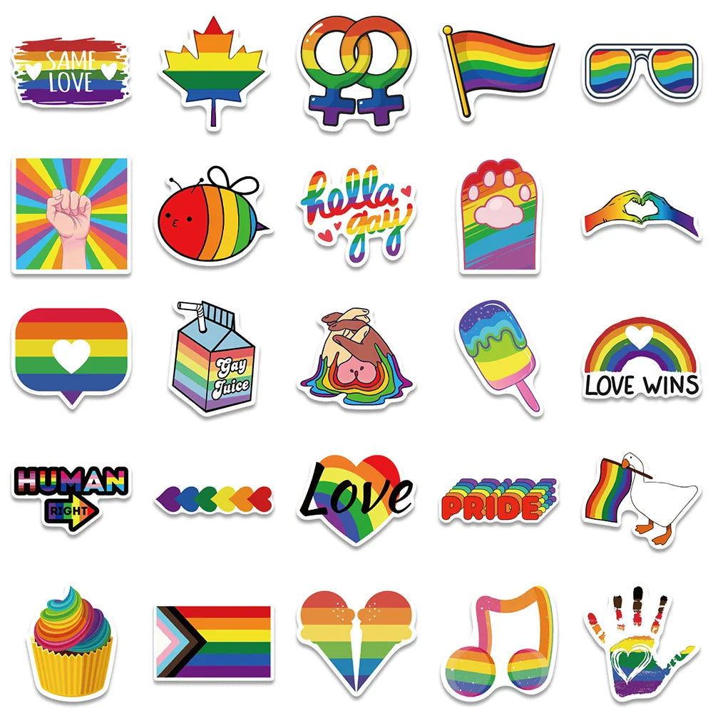 10/30/50/100pcs Cartoon Rainbow LGBT Graffiti Stickers Decals Skateboard Laptop Phone Luggage Car Waterproof Sticker Kids Toy (ONLINE ORDER ONLY)