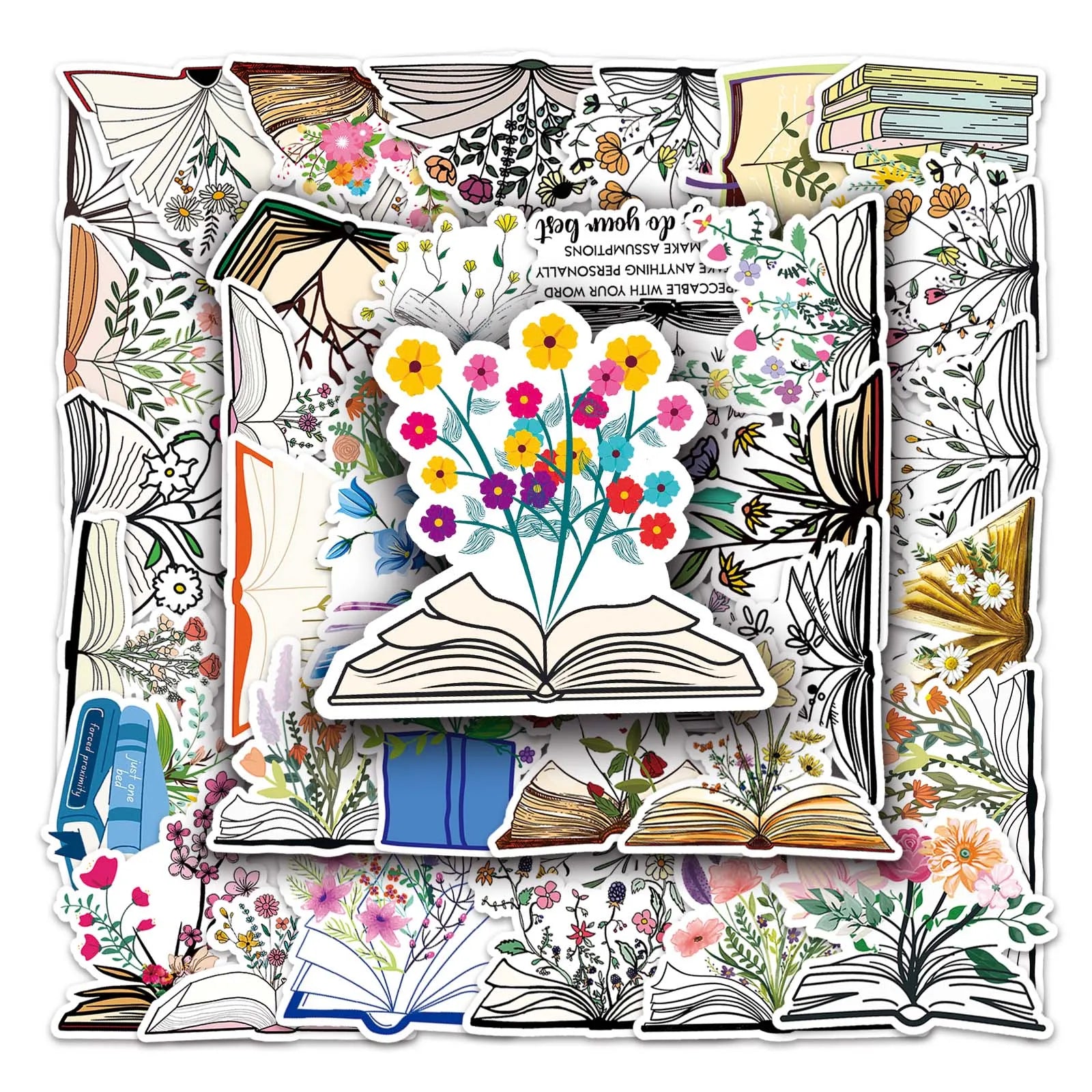 50Pcs Cute Flower Cartoon Waterproof Vinyl Stickers for Skateboard Snowboard (ONLINE ORDER ONLY)